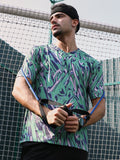 Campus Sutra Abstract-Overlap Activewear T-Shirt