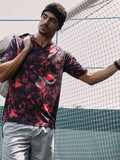Campus Sutra Abstract-Imprint Activewear T-Shirt