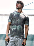 Campus Sutra Abstract-Motif Activewear T-Shirt