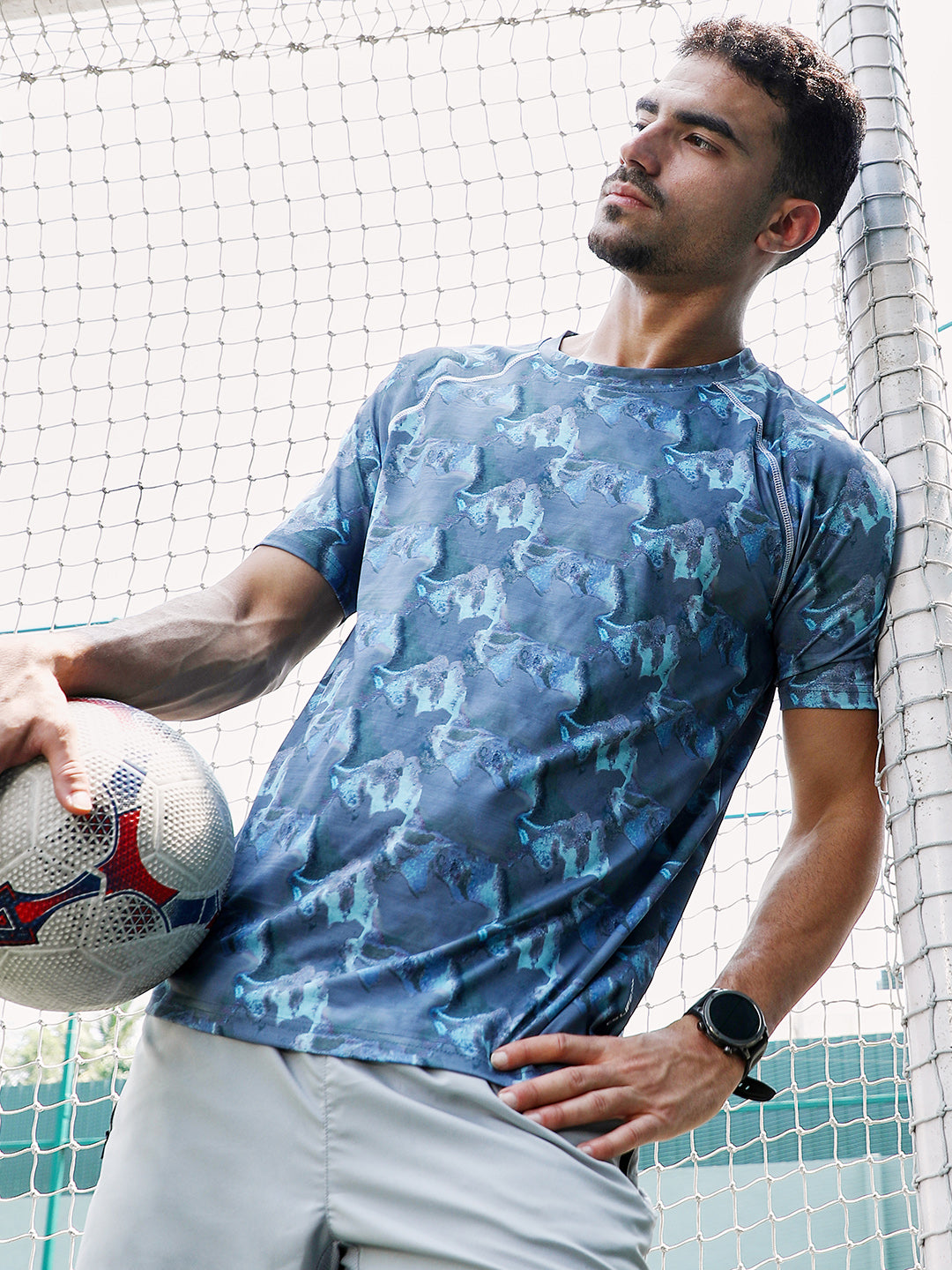 Campus Sutra Panel-Swirl Activewear T-Shirt