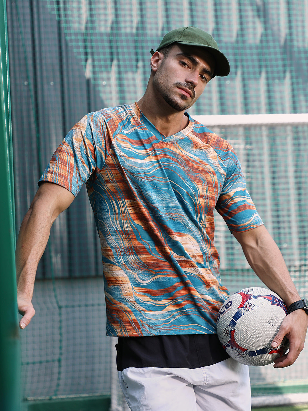 Campus Sutra Lined-Dye Activewear T-Shirt