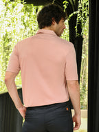 Campus Sutra Seamless Ribbed Polo T-Shirt