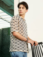 Campus Sutra Geometric Pattern Polo Collar Cotton T-Shirt