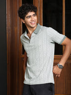 Campus Sutra Geometric-Folk Knitted Polo T-Shirt