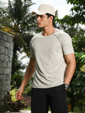 Campus Sutra Saltbox Beige Abstract-Imprint Activewear T-Shirt