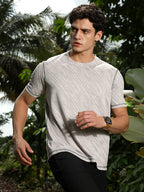 Campus Sutra Cloud Grey Plash-Imprint Activewear T-Shirt