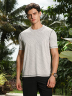 Campus Sutra Cloud Grey Plash-Imprint Activewear T-Shirt