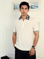 Campus Sutra Block Argyle-Knit Polo T-Shirt