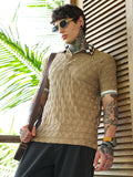 Campus Sutra Block Argyle-Knit Polo T-Shirt