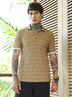 Campus Sutra Block Argyle-Knit Polo T-Shirt