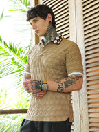Campus Sutra Block Argyle-Knit Polo T-Shirt