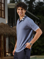 Campus Sutra Block Argyle-Knit Polo T-Shirt