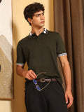 Campus Sutra Block Argyle-Knit Polo T-Shirt