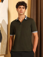 Campus Sutra Block Argyle-Knit Polo T-Shirt