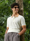 Campus Sutra Block-Textured Knit Polo T-Shirt