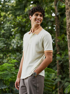 Campus Sutra Block-Textured Knit Polo T-Shirt
