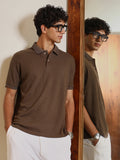 Campus Sutra Textured-Knit Polo T-Shirt
