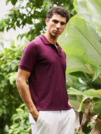 Campus Sutra Vined-Jacquard Knit Polo T-Shirt