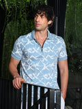 Campus Sutra Stroke-Flora Jacquard-Knit Polo T-Shirt