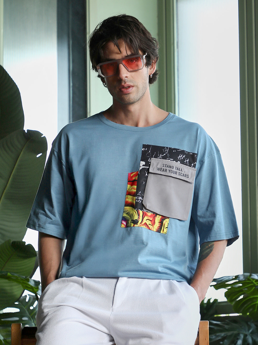 Campus Sutra Escape-Ordinary Imprint Oversized T-Shirt