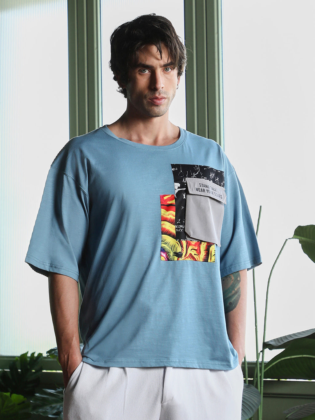 Campus Sutra Escape-Ordinary Imprint Oversized T-Shirt