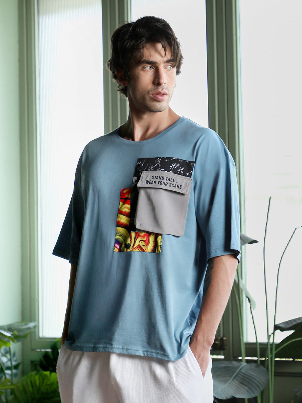 Campus Sutra Escape-Ordinary Imprint Oversized T-Shirt