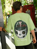 Campus Sutra Men's Lime Green Oversized Graphic Print Crew Neck T-shirt
