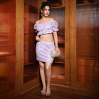 Lavender Cropped Self-Design Co-Ord Set