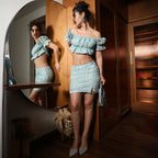 Sage Green Cropped Self-Design Co-Ord Set