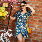 Foliage Printed Mini Dress