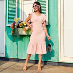 Creased Cut-Out Midi Dress