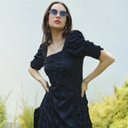 Creased Dress With Slit Detail