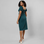 Creased Slit Midi Dress