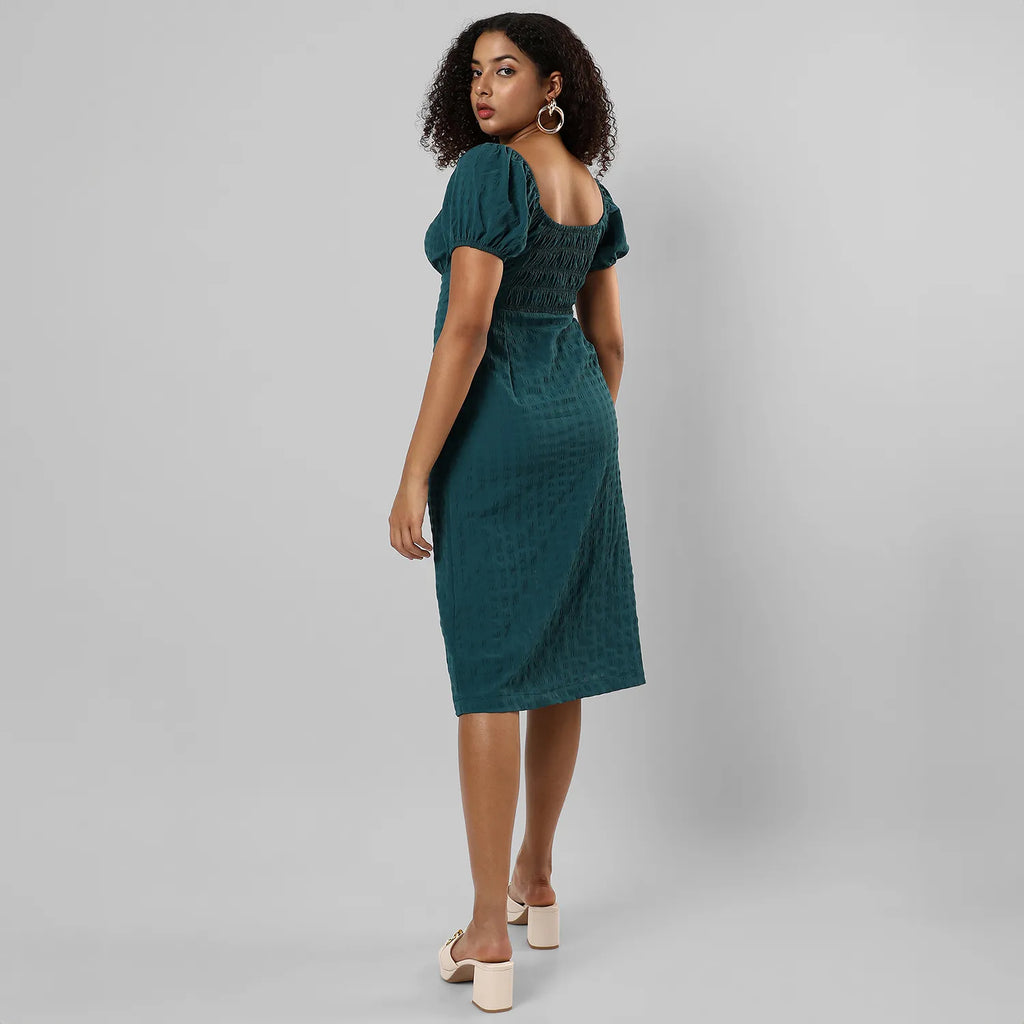 Creased Slit Midi Dress
