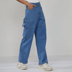 Straight Fit Cargo Denim Jeans