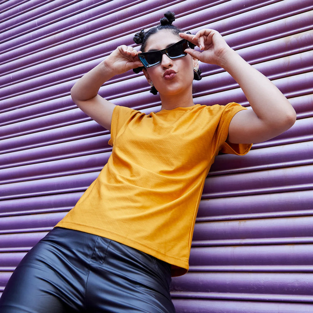 Ruche-Sleeved Top