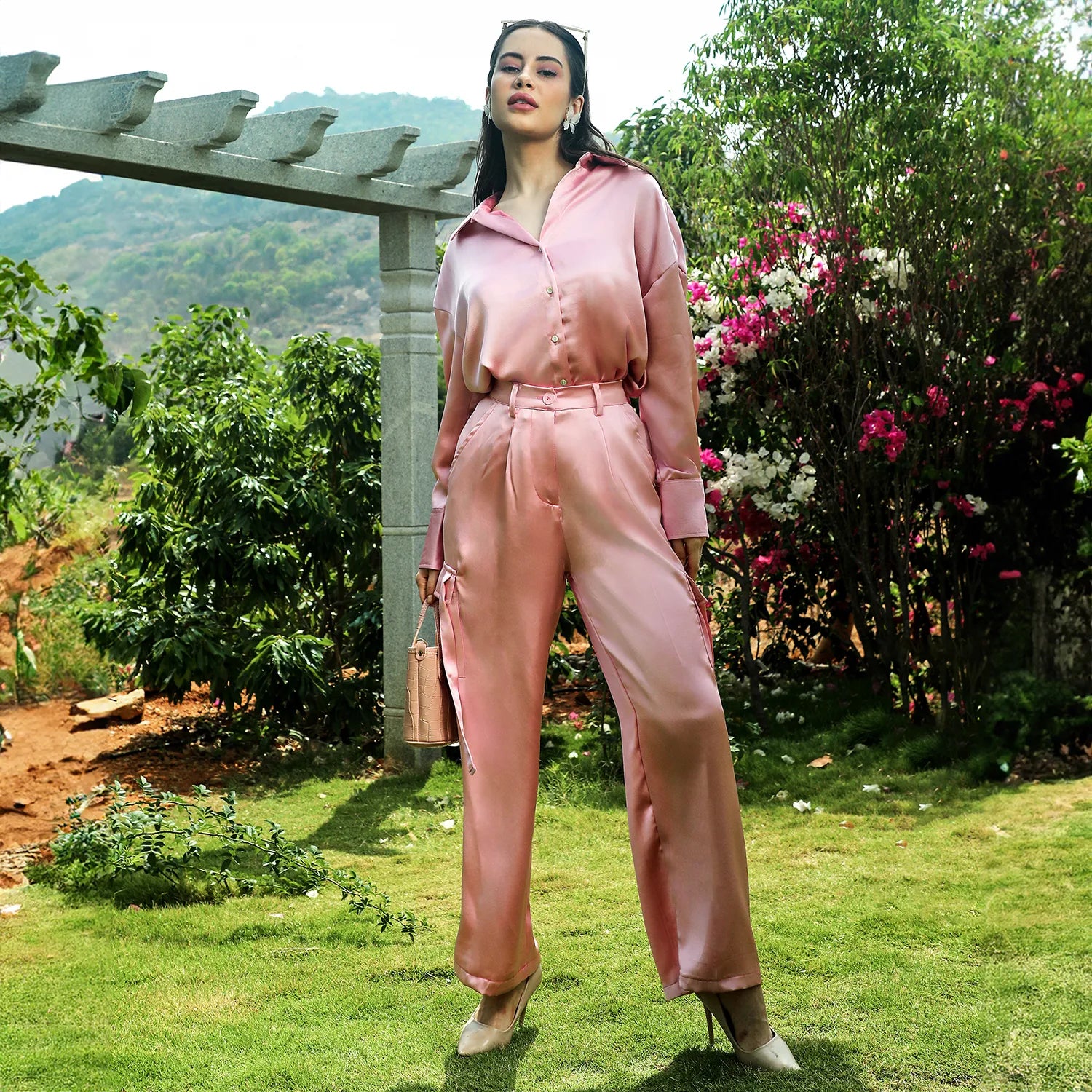 Boxy Satin Cargo Pants