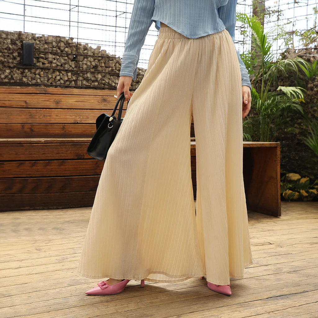 Striped Piping Flared Trousers