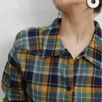 Tartan Plaid Cinched Cropped Shirt