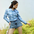 Buffallo Check Cinched Cropped Shirt