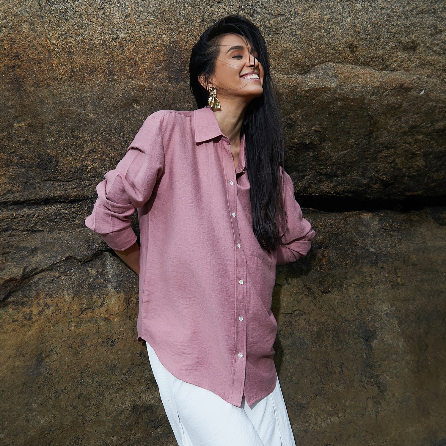 Solid Wrinkled Shirt