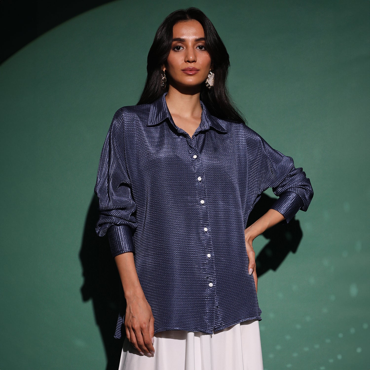 Textured-Pleat Shirt