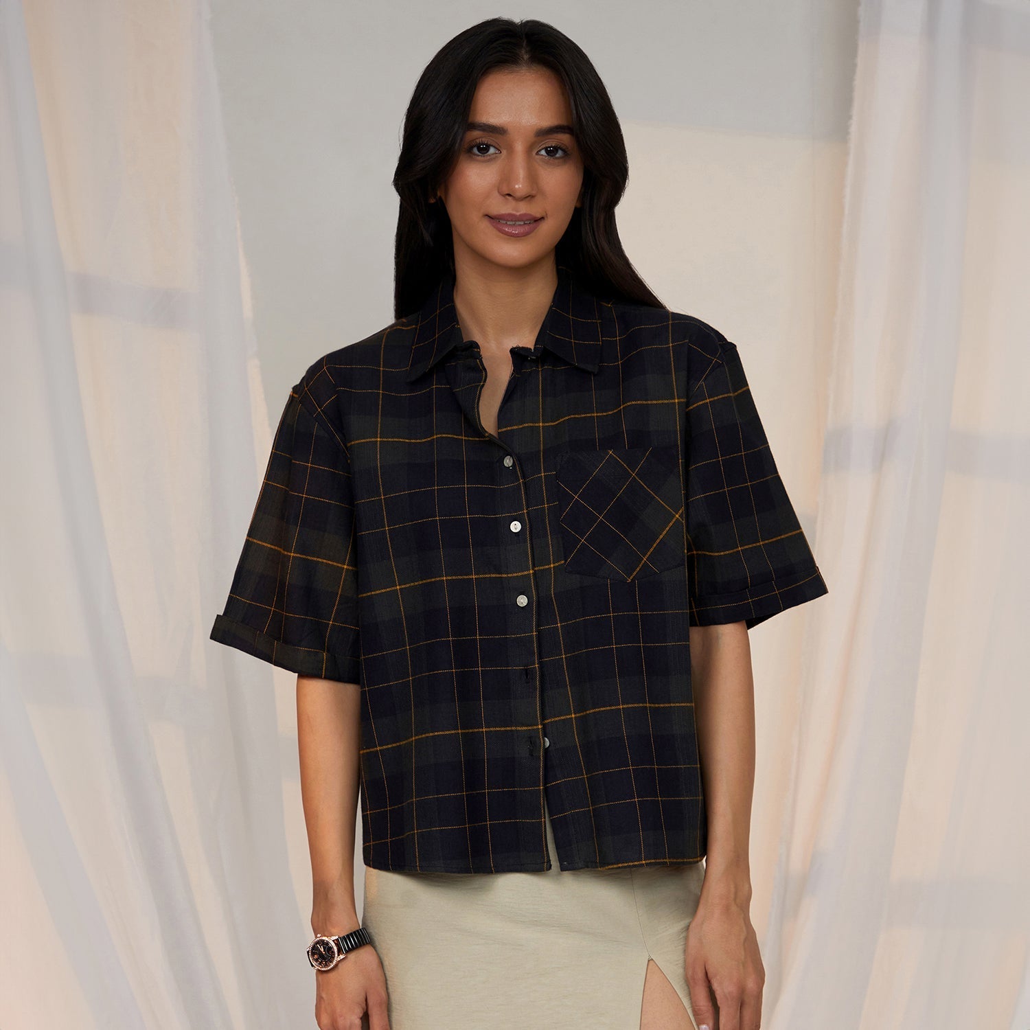 Tartan Plaid Boxy Shirt