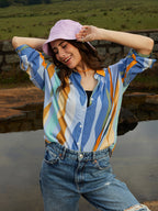 Contrast Abstract Oversized Shirt