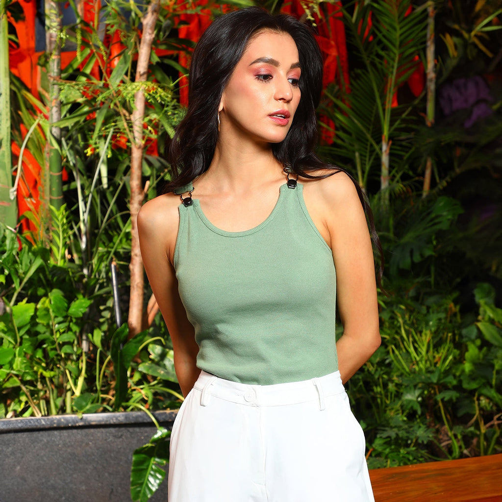 Ribbed Dungree Top