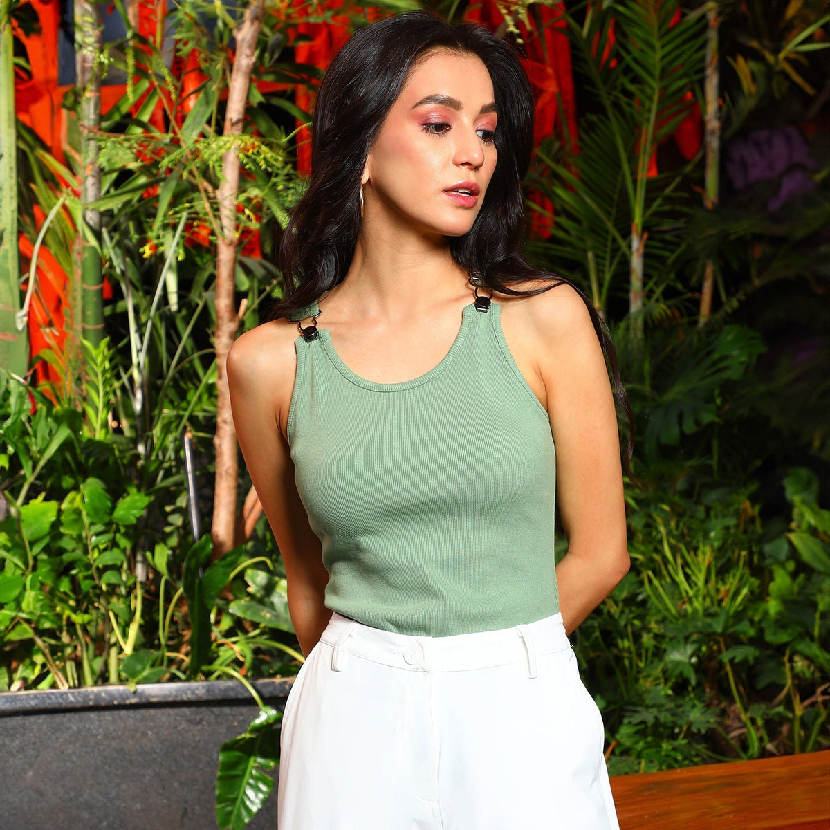 Ribbed Dungree Top
