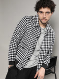 Campus Sutra Houndstooth Denim Jacket