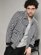 Campus Sutra Houndstooth Denim Jacket