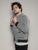 Campus Sutra Houndstooth Denim Jacket
