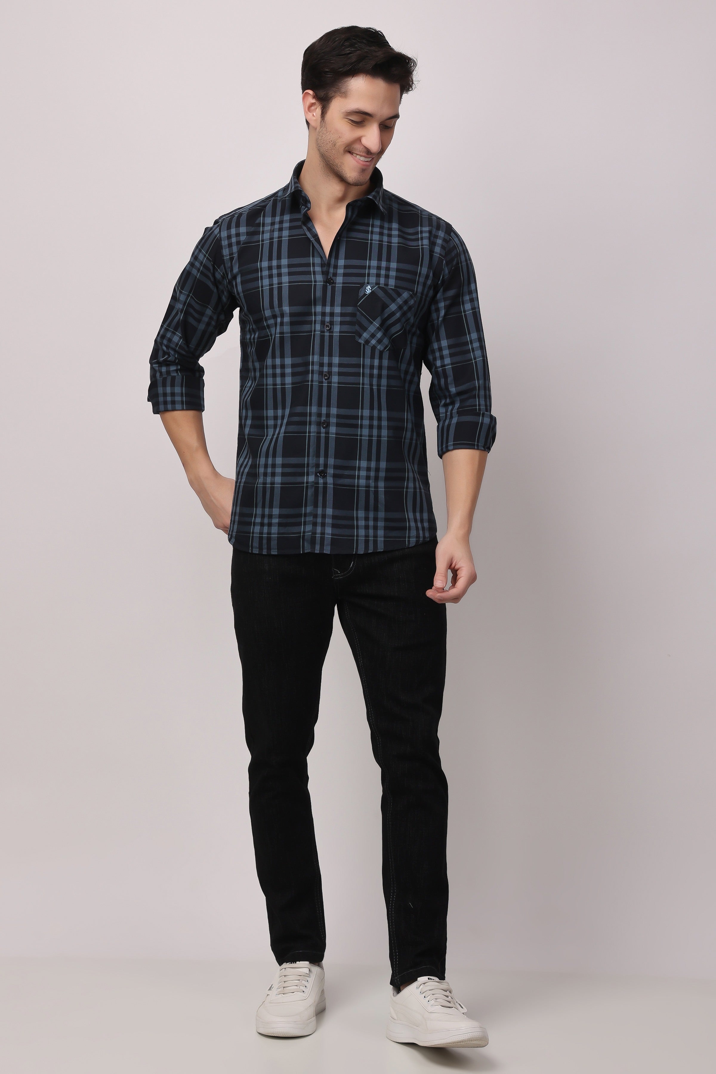 Stylox Regular Fit Full Sleeve Check Casual Shirt For Men's